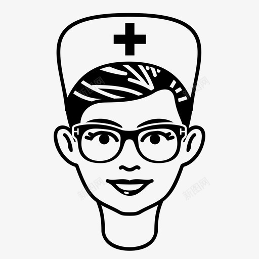 护士职业女士图标svg_新图网 https://ixintu.com 保健 女士 女孩 女性 工作 帽子 护士 眼镜 职业