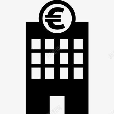 银行建筑物欧元图标图标