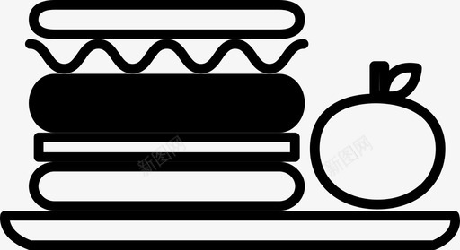 午餐苹果食物图标svg_新图网 https://ixintu.com 三明治 午餐 水果 汉堡包 苹果 食物 餐盘