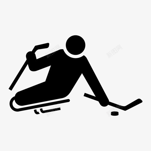 雪橇曲棍球运动员游戏图标svg_新图网 https://ixintu.com 体育 冬奥会 冰球 曲棍球棒 残奥会 游戏 运动员 雪橇曲棍球