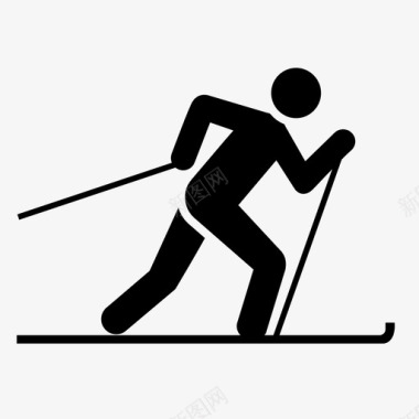 越野滑雪冬季运动图标图标