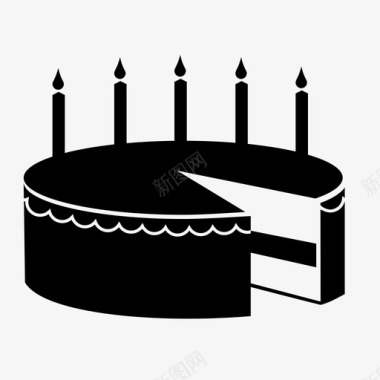 生日蛋糕生日蜡烛快乐礼物切片图标图标