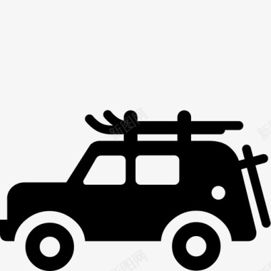汽车车顶行李架滑雪图标图标