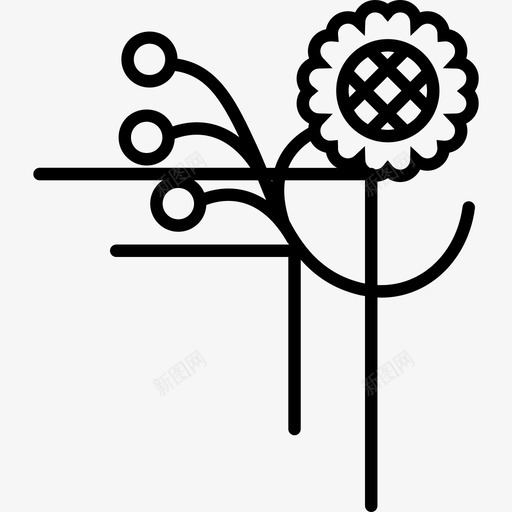 花艺的一个花线和小圆形状花艺图案图标svg_新图网 https://ixintu.com 形状 花艺图案 花艺设计的一个花线和小圆