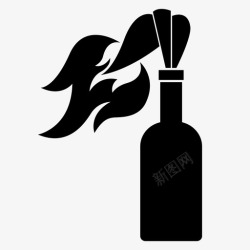 燃烧汽油燃烧瓶鸡尾酒爆炸汽油图标高清图片