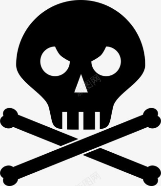 头骨和十字骨骷髅海盗图标图标