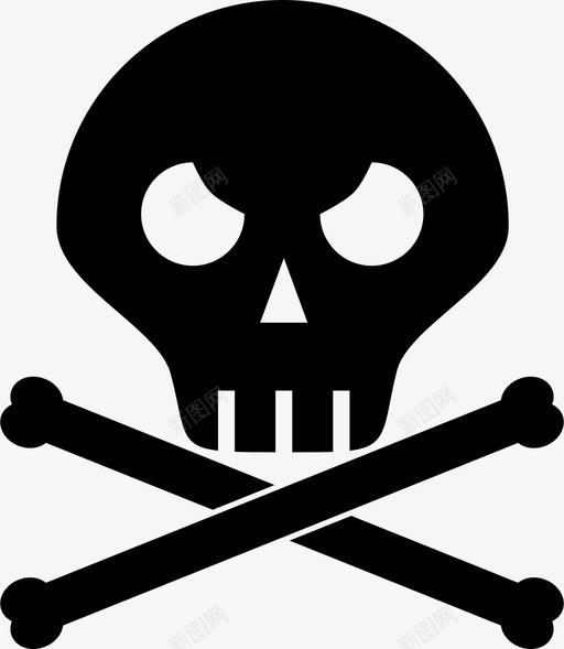 头骨和十字骨骷髅海盗图标svg_新图网 https://ixintu.com 危险 头骨和十字骨 有毒 死亡 海盗 邪恶 骷髅