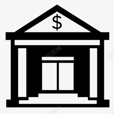 银行自动取款机大楼图标图标