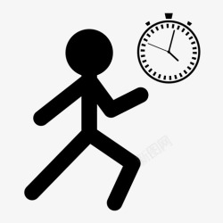 跑人迟到计时器秒表图标高清图片