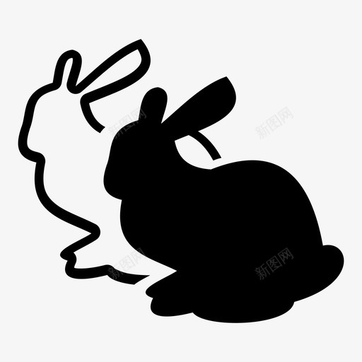 3d复制兔子宠物图标svg_新图网 https://ixintu.com 3d复制 3d打印 兔子 动物 复制 孤独 宠物