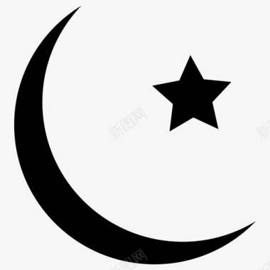 星星和新月穆斯林夜晚图标图标
