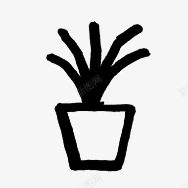 植物盆栽书桌植物涂鸦图标图标