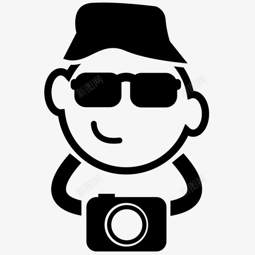 游客照相机帽子图标svg_新图网 https://ixintu.com 人 太阳镜 帽子 微笑 摄影师 游客 照相机