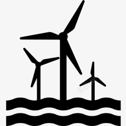 海上风力发电风车海洋海上风力发电图标高清图片