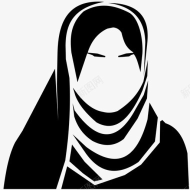 女人头巾伊斯兰图标图标