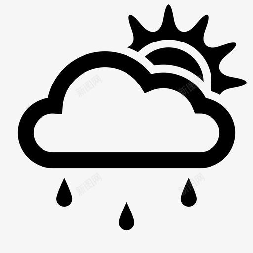 细雨云朵大自然图标svg_新图网 https://ixintu.com 云朵 大自然 天气 太阳 细雨 雨滴
