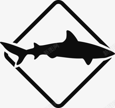 鲨鱼警告标志海洋图标图标