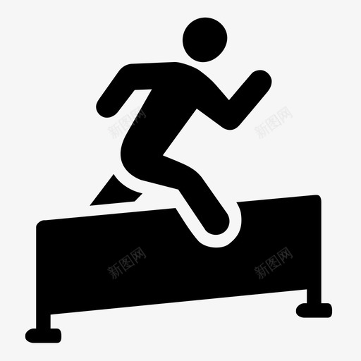 跨栏田径跑步图标svg_新图网 https://ixintu.com 比赛 田径 跑步 跨栏 跳跃 锻炼 障碍