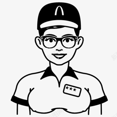 服务员眼镜女人图标图标