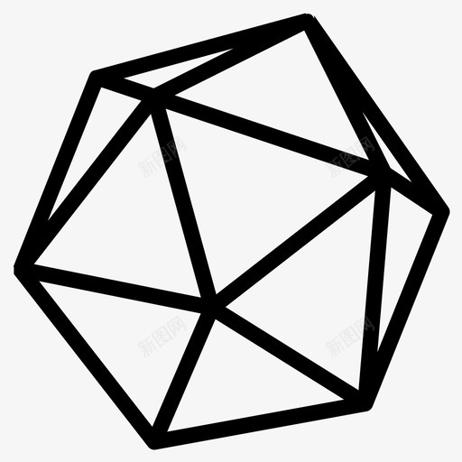 二十面体骰子几何学图标svg_新图网 https://ixintu.com 二十面体 几何学 固体 形状 骰子