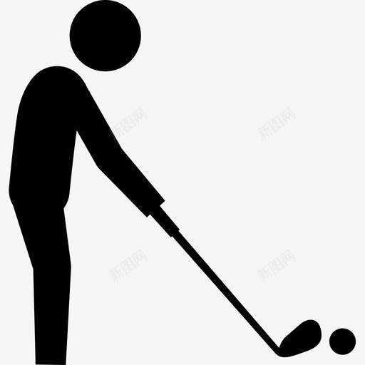 高尔夫球运动杆图标svg_新图网 https://ixintu.com 人 打球 挥杆 杆 球 设备 运动 铁 高尔夫球