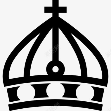 顶部有十字架的皇冠皇冠图标图标