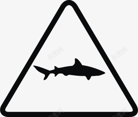 鲨鱼警告标志鲨鱼周图标图标