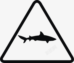危险水域鲨鱼警告标志鲨鱼周图标高清图片