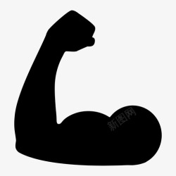 力量象征肌肉手臂弯曲图标高清图片