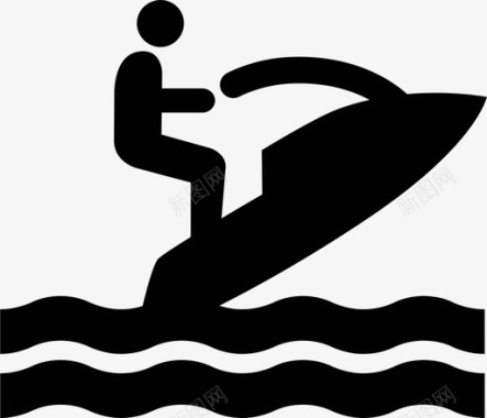 摩托艇滑水者水上运动图标图标