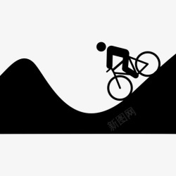 禁止骑车下坡下坡自行车自行车骑车人图标高清图片