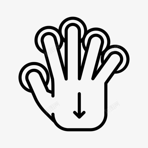 向下滑动五个手指手势图标svg_新图网 https://ixintu.com 五个手指 向下滑动 手 手势 触摸 触摸屏
