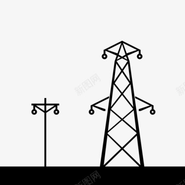 电力线电力基础设施图标图标