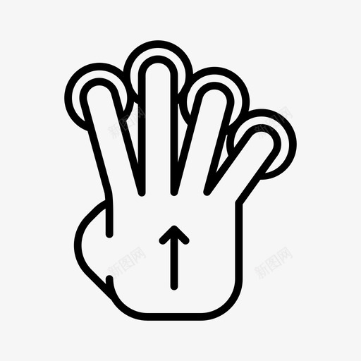 向上滑动四个手指手势图标svg_新图网 https://ixintu.com 向上滑动 四个手指 手 手势 触摸 触摸屏