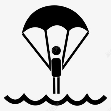 滑翔伞海滩漂浮图标图标