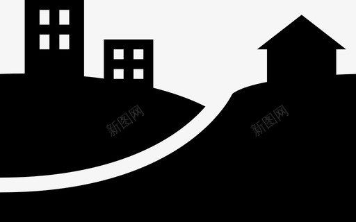 内陆建筑山丘图标图标