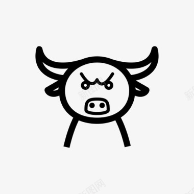 公牛愤怒动物图标图标