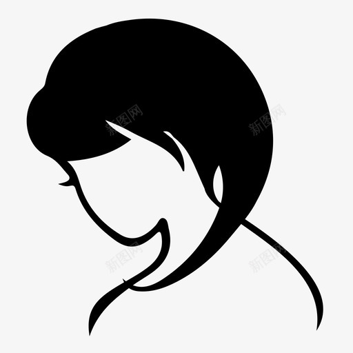 女孩脸女性图标svg_新图网 https://ixintu.com 侧面 发型 头发 女孩 女性 脸 长发