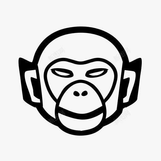 猴子猩猩头图标svg_新图网 https://ixintu.com 动物 动物园 头 狒狒 猩猩 猴子 猿 生物 黑猩猩