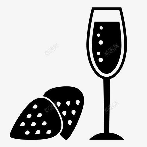 香槟酒饮料图标svg_新图网 https://ixintu.com 女人 水果 玻璃杯 草莓 酒 饮料 香槟
