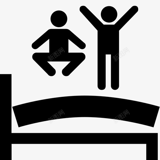 跳床青少年过夜图标svg_新图网 https://ixintu.com 在床上跳 女孩 床垫 快乐 枕头 游戏 玩 跳床 过夜 青少年