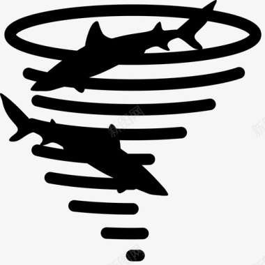 鲨鱼动物自然灾害图标图标