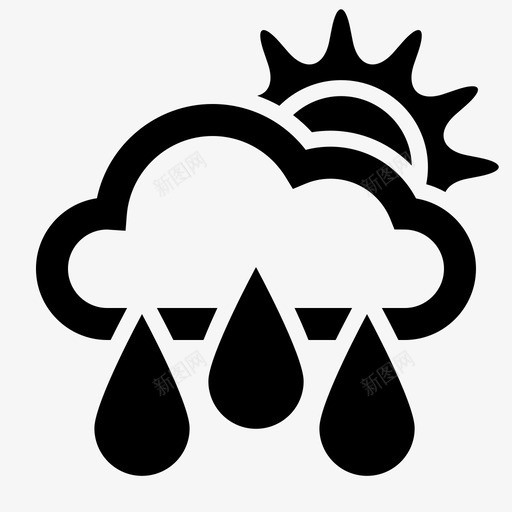 雨云白天图标svg_新图网 https://ixintu.com 云 天气 太阳 白天 自然 降水 雨 雨滴