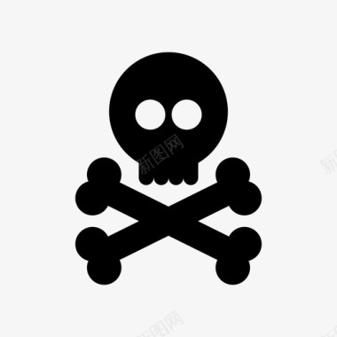 头骨和交叉骨死亡海盗骷髅图标图标