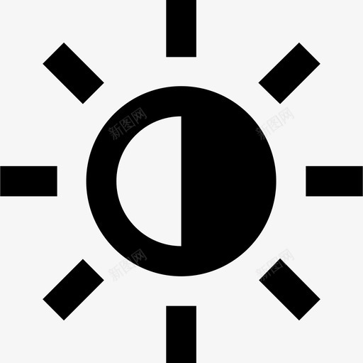 亮度对比度昏暗度图标svg_新图网 https://ixintu.com 亮度 太阳 对比度 日食 昏暗度 能量