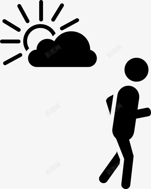 跑步散步阳光图标svg_新图网 https://ixintu.com 云彩 天气 户外 散步 跑步 运动 阳光