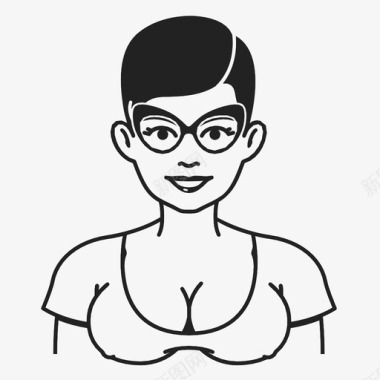 女人胸部女性图标图标