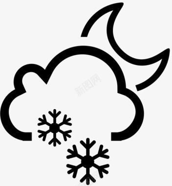 夜雪晚雪天气预报图标图标