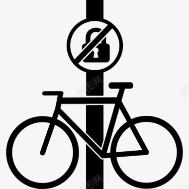 没有自行车停车场自行车锁图标图标