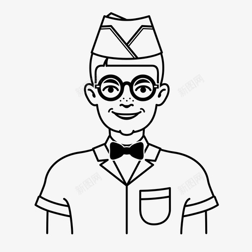 服务员领结眼镜图标svg_新图网 https://ixintu.com 人 制服 头 帽子 服务员 眼镜 领结